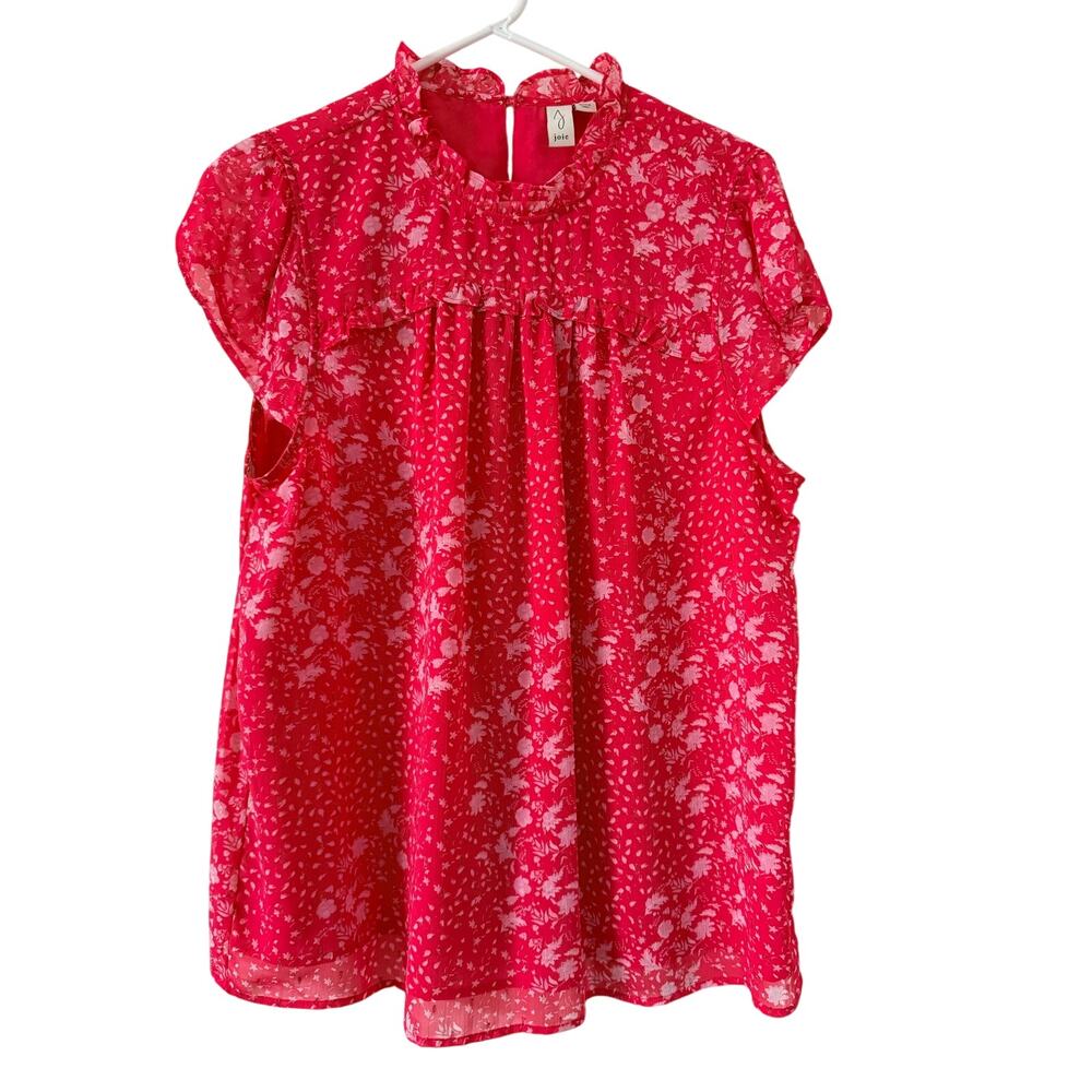 Joie Pink Ruffled Cap Sleeve Blouse - Women's XL